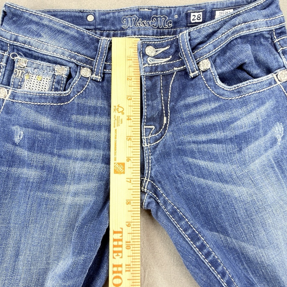 Miss Me Bootcut Jeans Womens Sz 28 29x31 Low Rise Cowgirl Western Rhinestone - Picture 13 of 16